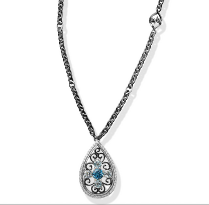 Sterling Silver and Black Silver Blue Topaz Modern Renaissance Necklace