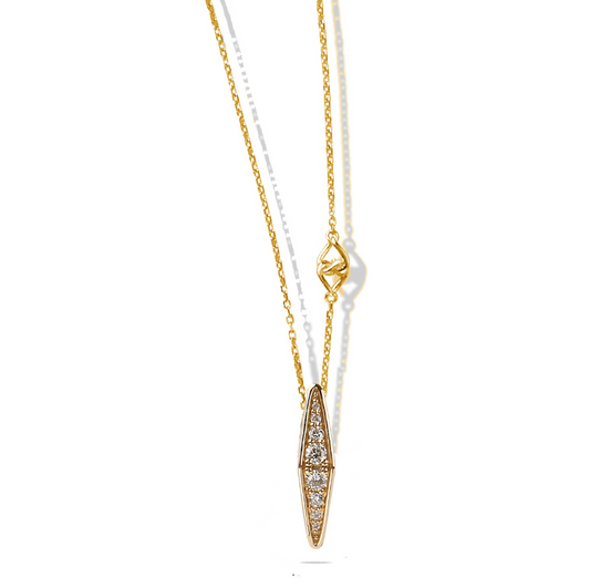 Solid Gold Full Natural White Diamond Pendant Necklace
