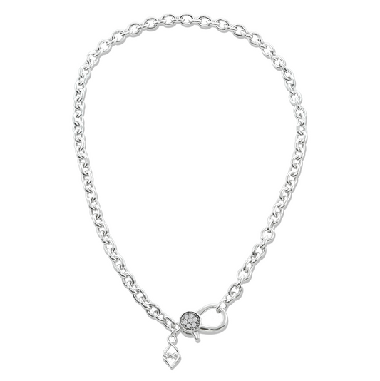 Sterling Silver Black & White Sapphire Reversible Necklace