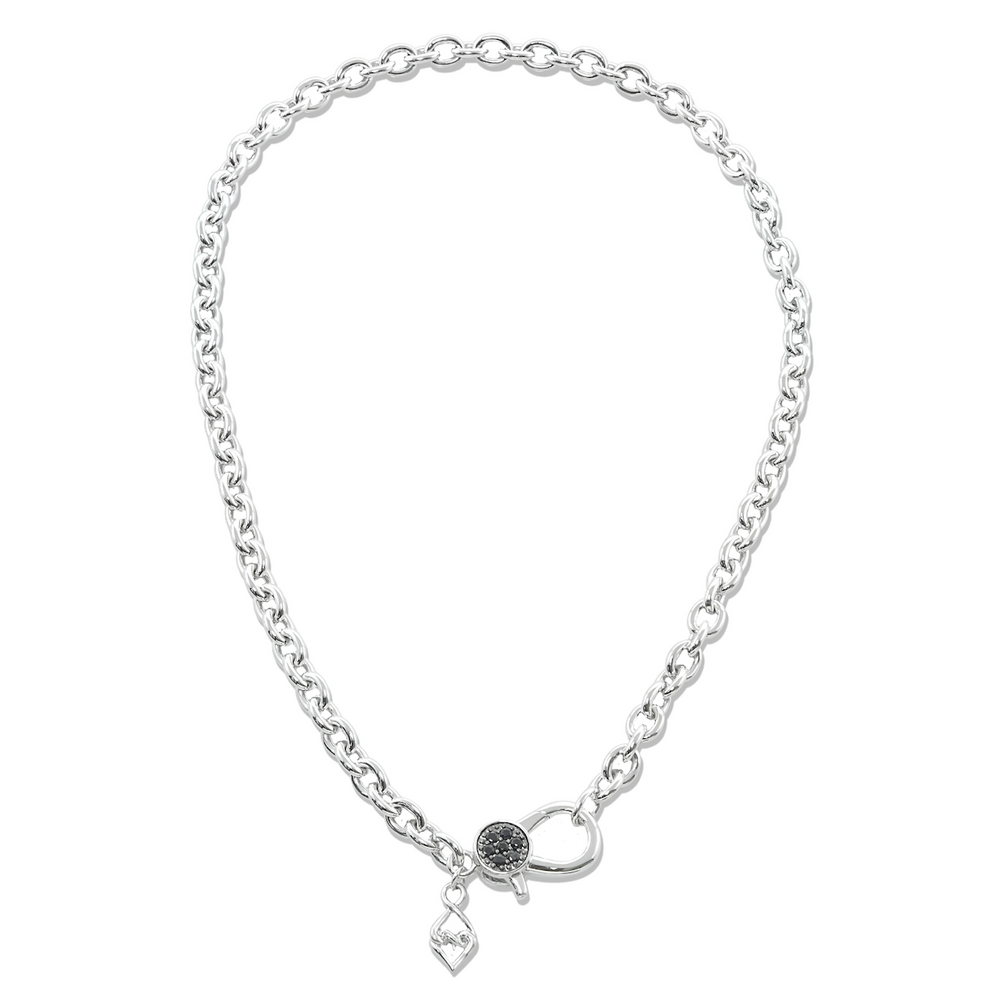 Sterling Silver Black & White Sapphire Reversible Necklace