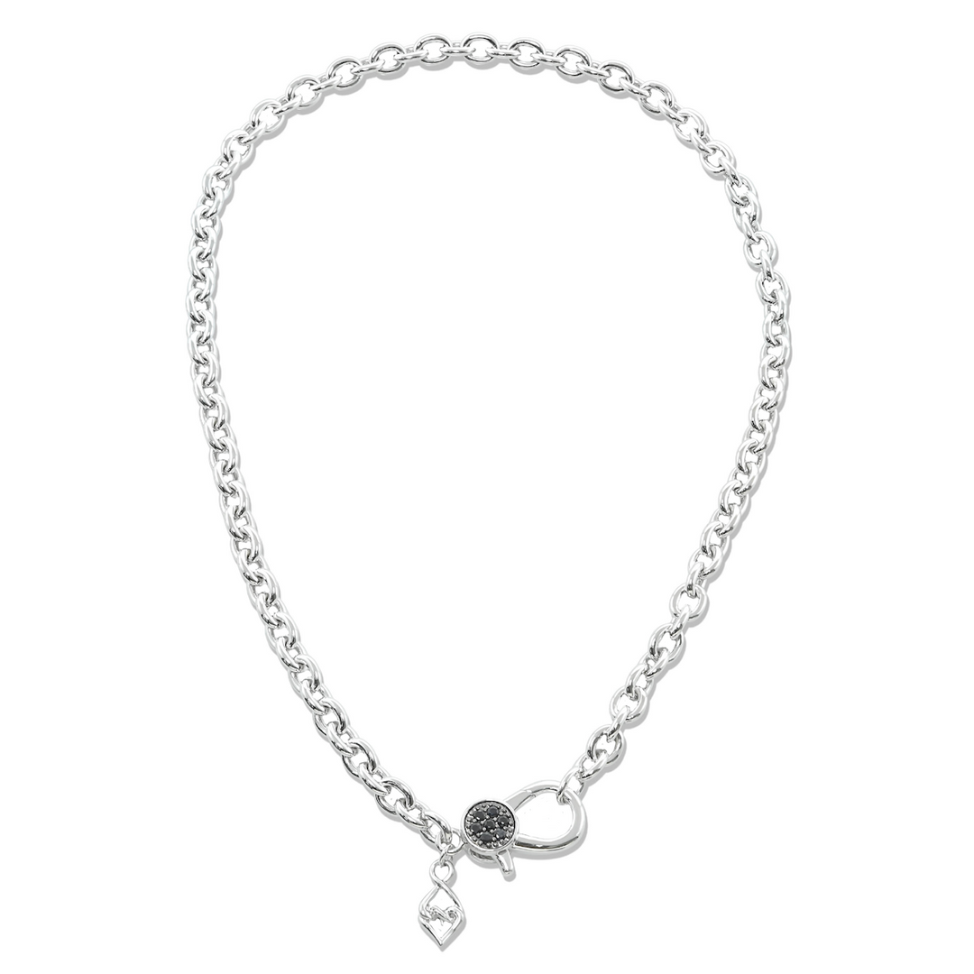 The Neta Necklace - Sterling Silver Black & White Sapphire Reversible Necklace