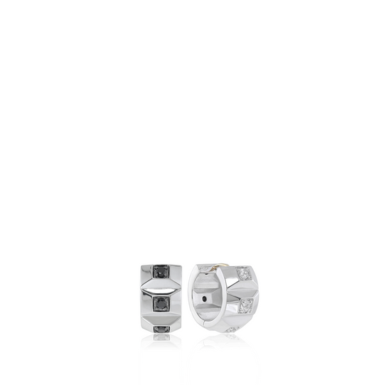 The Neta Earrings - Sterling Silver Black & White Sapphire Reversible Earrings