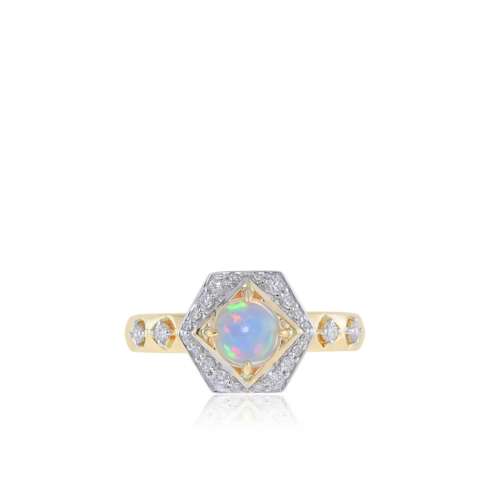 The Tatum Ring - Carat Couture Diamond Solid Gold Ethiopian Opal Ring