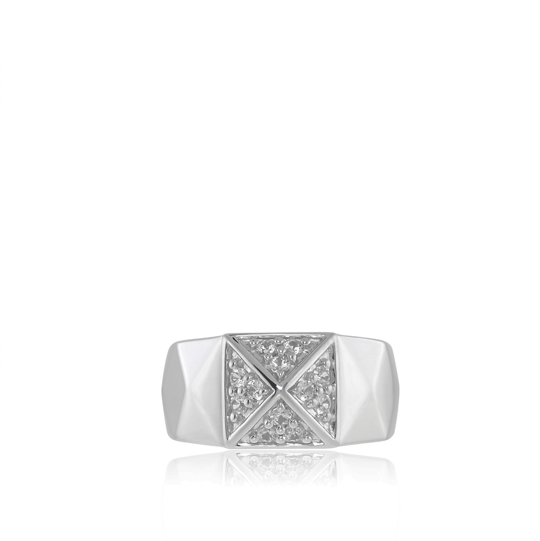 Sterling Silver White Sapphire Pyramid Ring