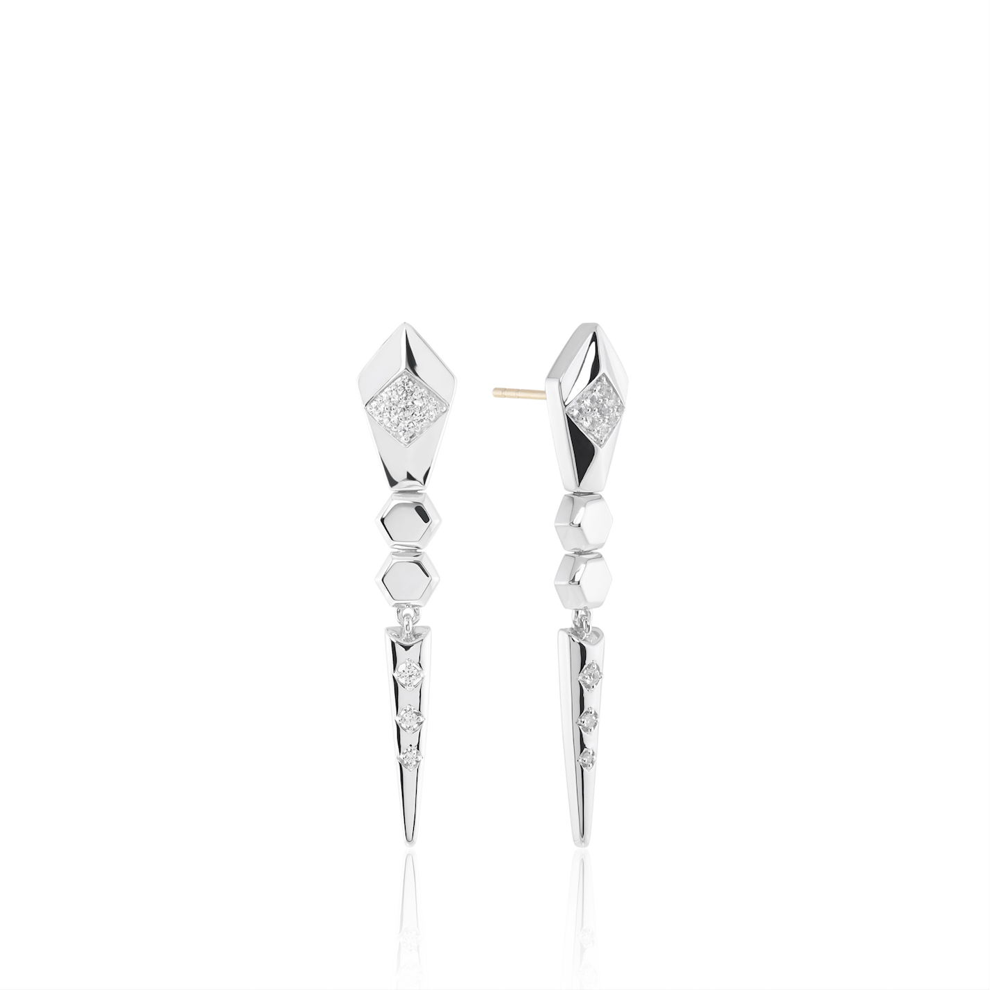 Sterling Silver White Sapphire Spear Earrings