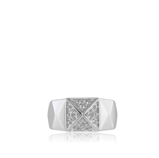 The Avery Ring - Sterling Silver White Sapphire Classic Square Pyramid Ring