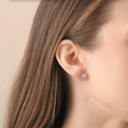 Silver Sapphire Stud Earrings | Sterling Silver White Sapphire Studs