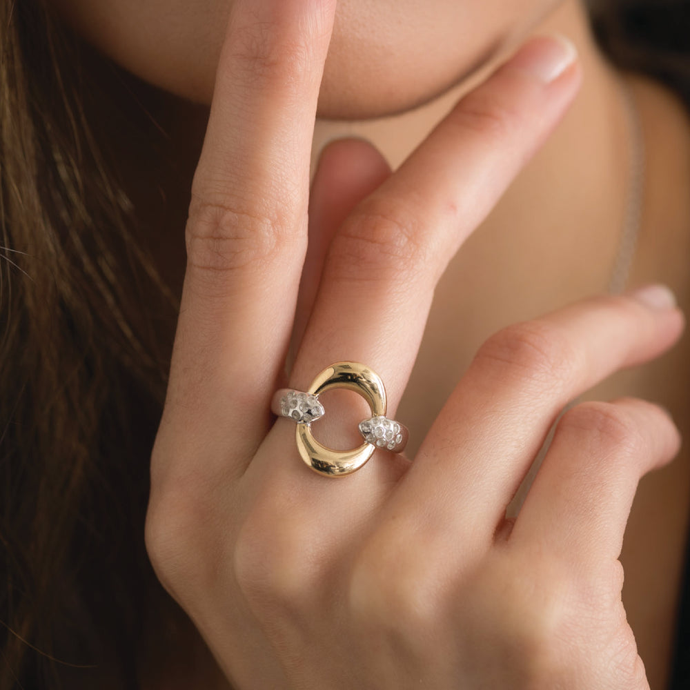 sterling silver gold diamond ring