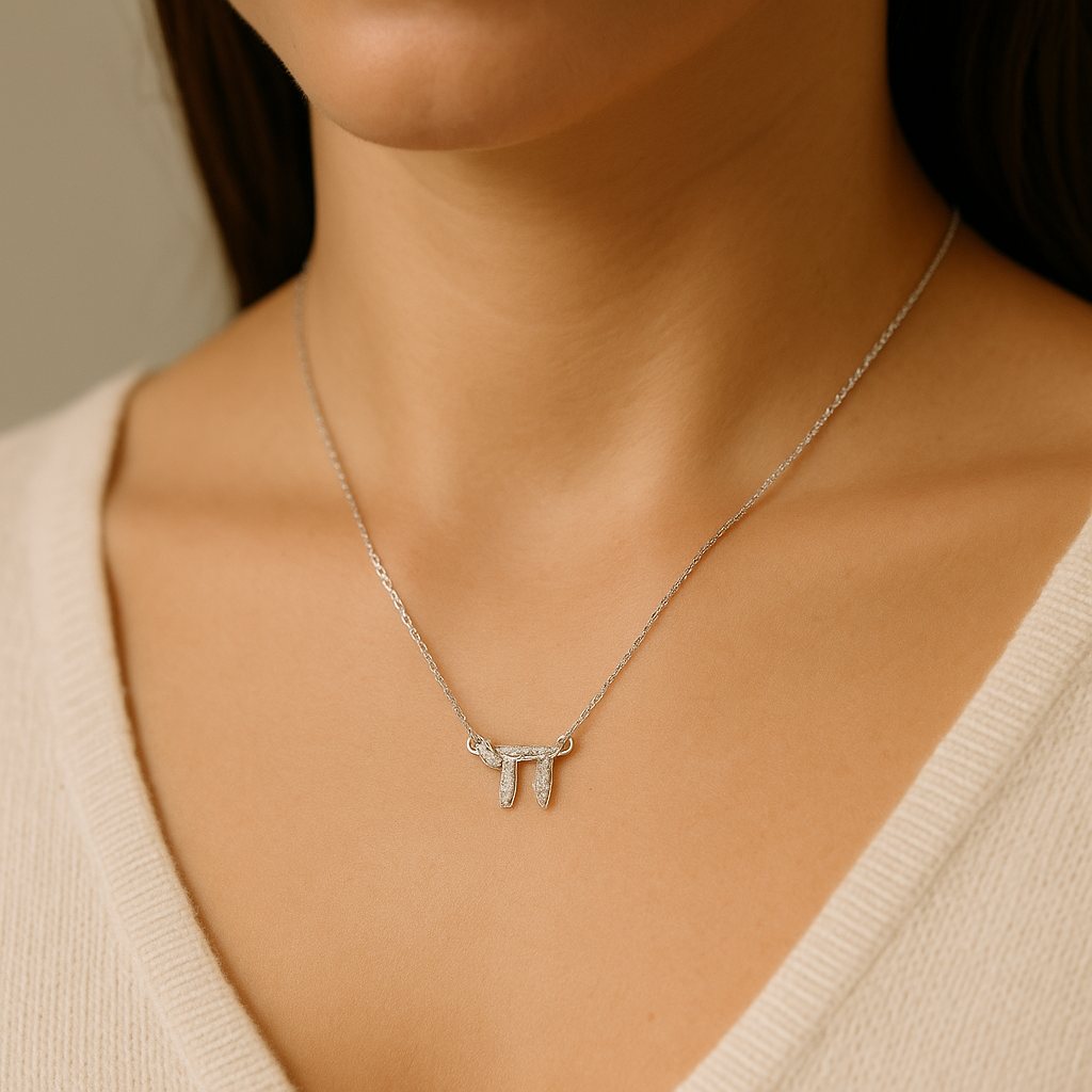 Sterling Silver Chai Necklace on Model