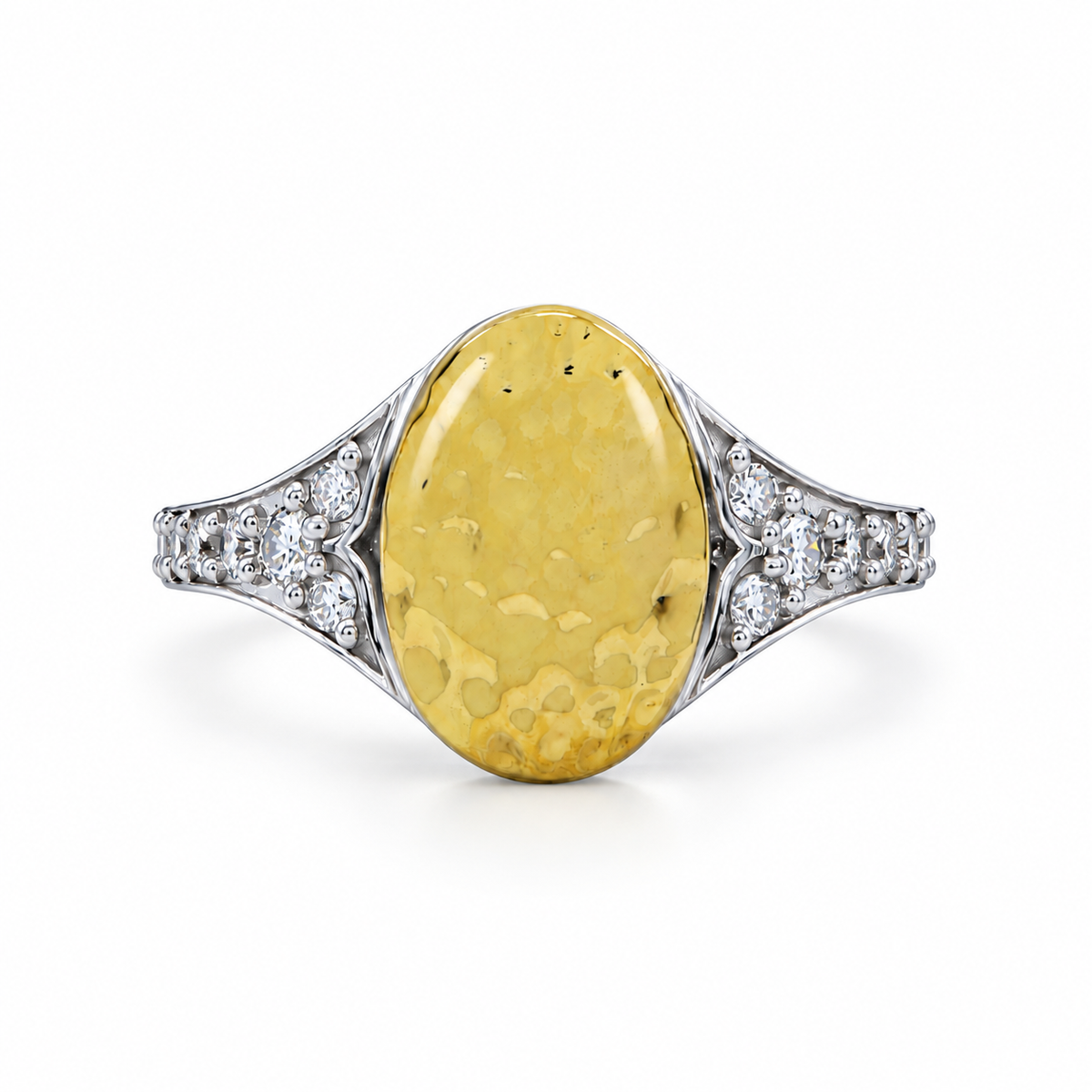 The Asher hammered with gold vermeil and sterling silver with lab grown diamonds 
