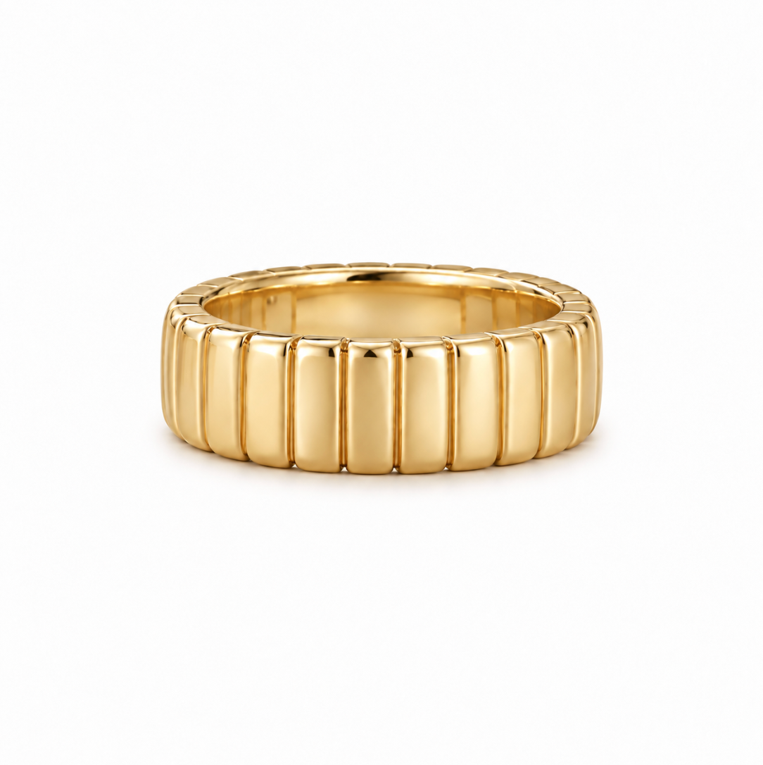 The Kala Ridged Ring - 14K Gold Vermeil or Sterling Silver Ring