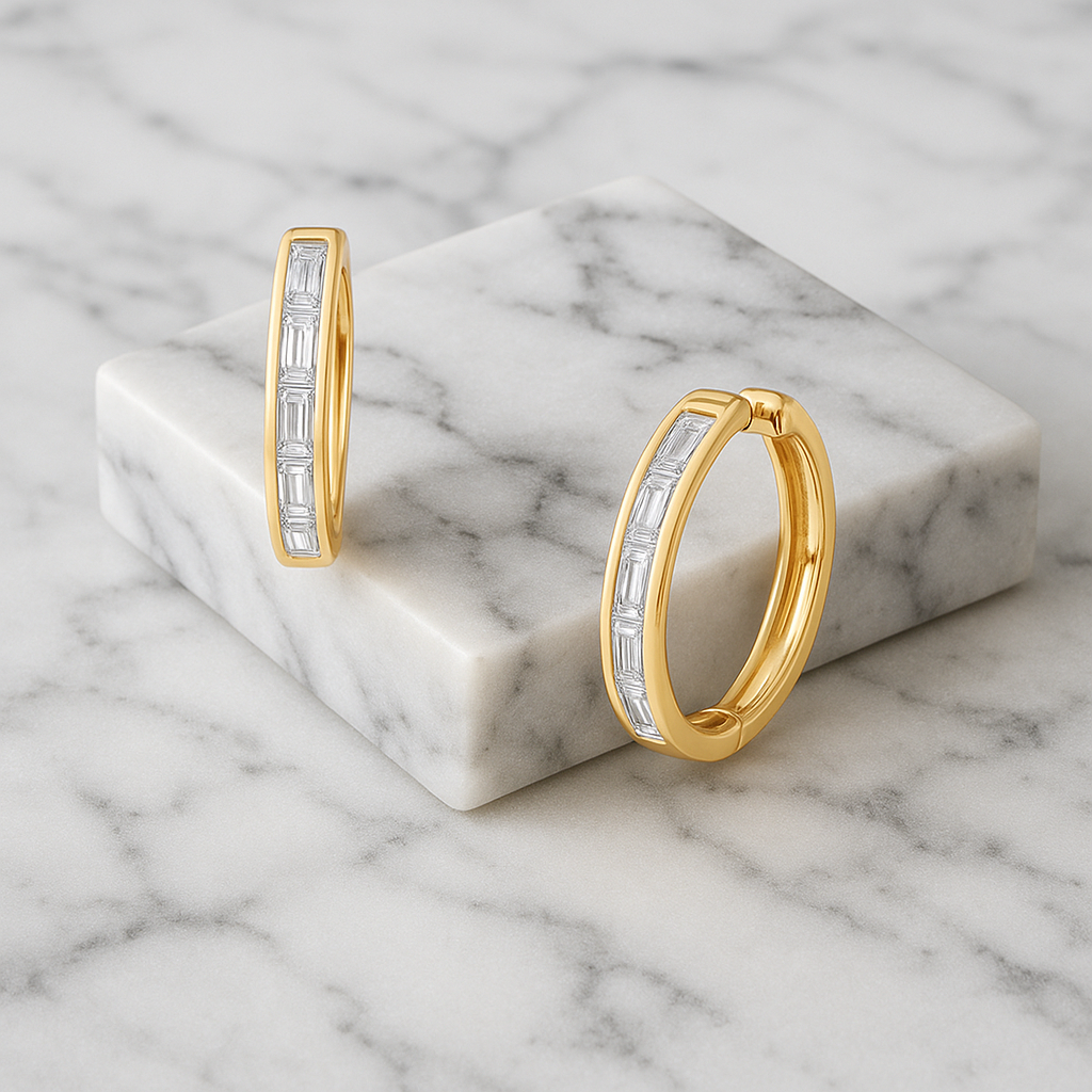 The Piper Hoop Earrings – 14K Gold Vermeil or Sterling Silver with Lab-Grown Diamonds