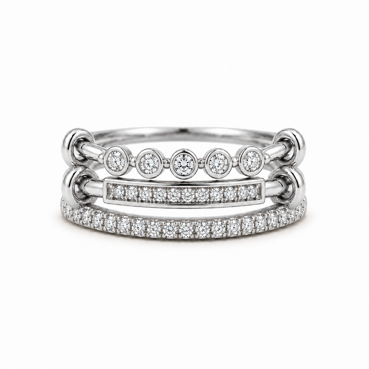 The Trina Triple Diamond Ring - 14K Gold Vermeil or Sterling Silver with Lab-Grown Diamond Ring