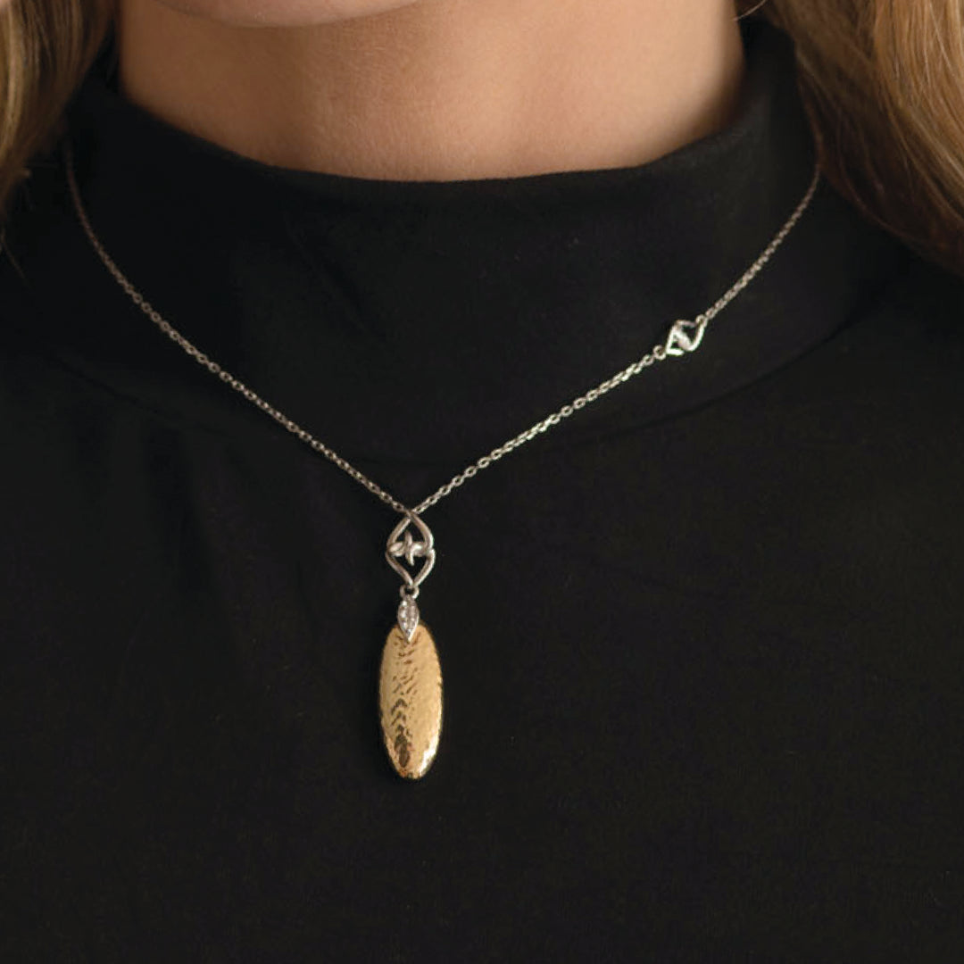 The Asher Sterling Silver 14K Solid Gold Gemstone Pendant Necklace