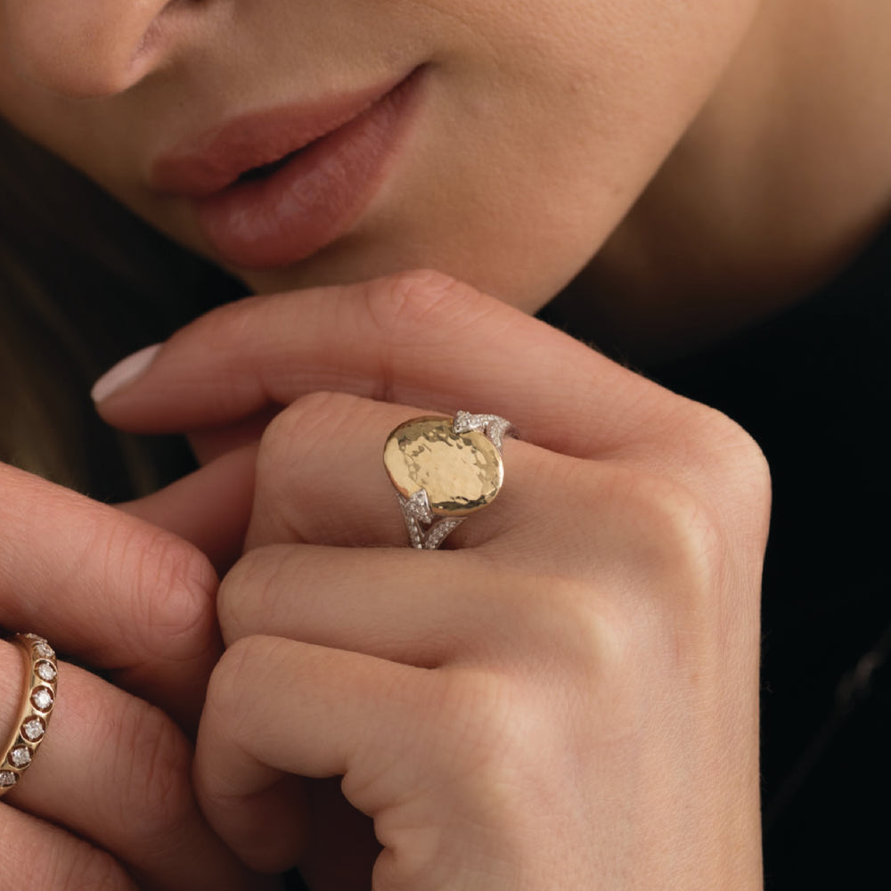 The Asher Sterling Silver 14K Solid Gold Gemstone Ring