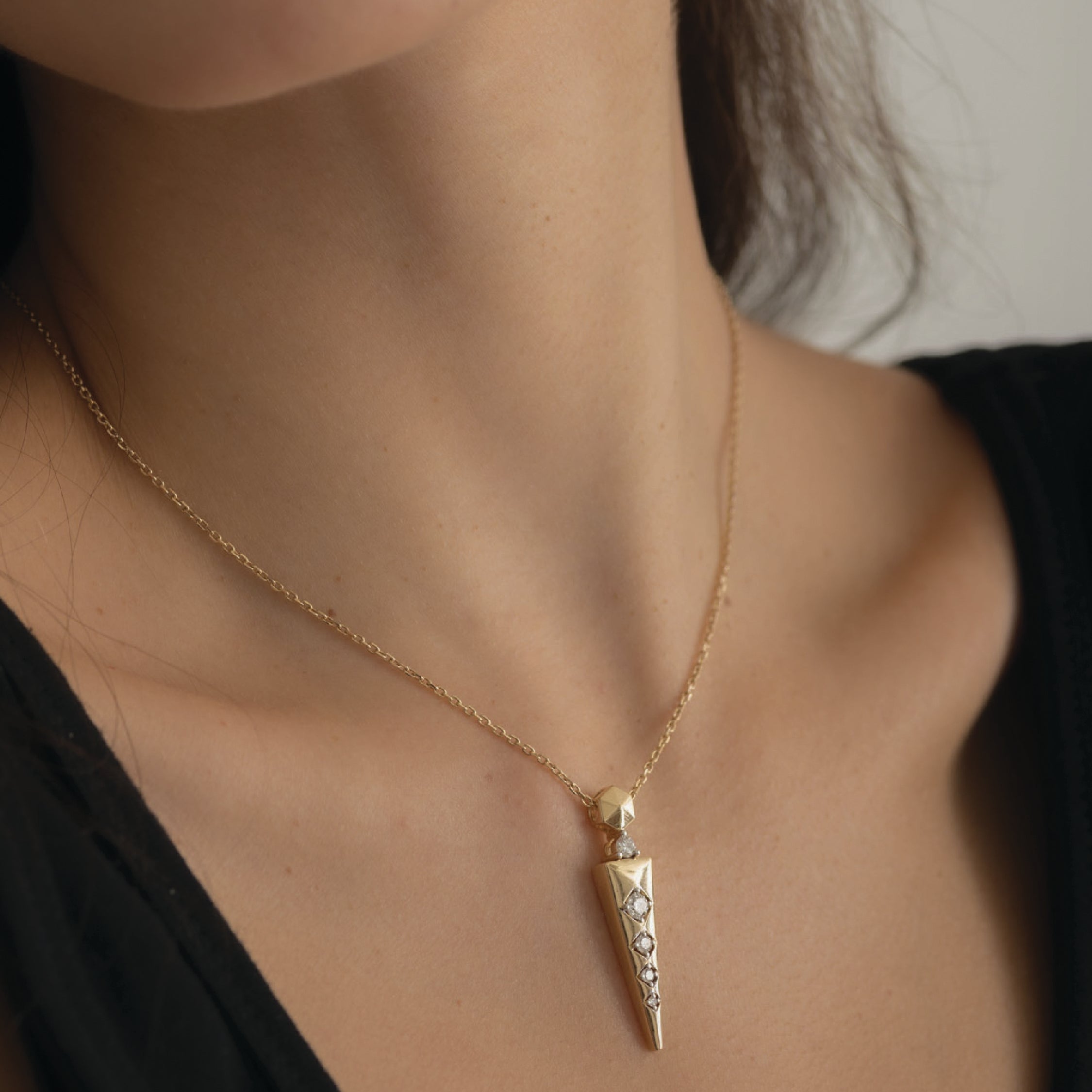 The Emerson 14K Solid Gold Diamond Pendant Necklace