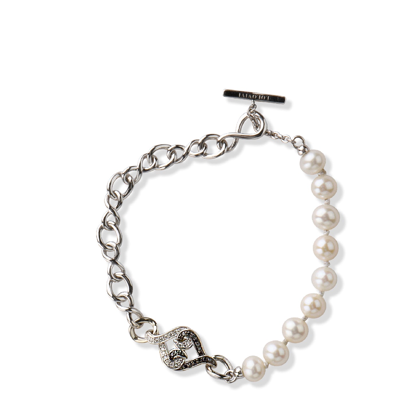 Pearl and Diamond Bracelet | White Diamond 15 carat Pearl Silver Bracelet