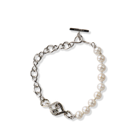 Pearl and Sapphire Bracelet | Black and White Sapphire Pearl Silver Bracelet