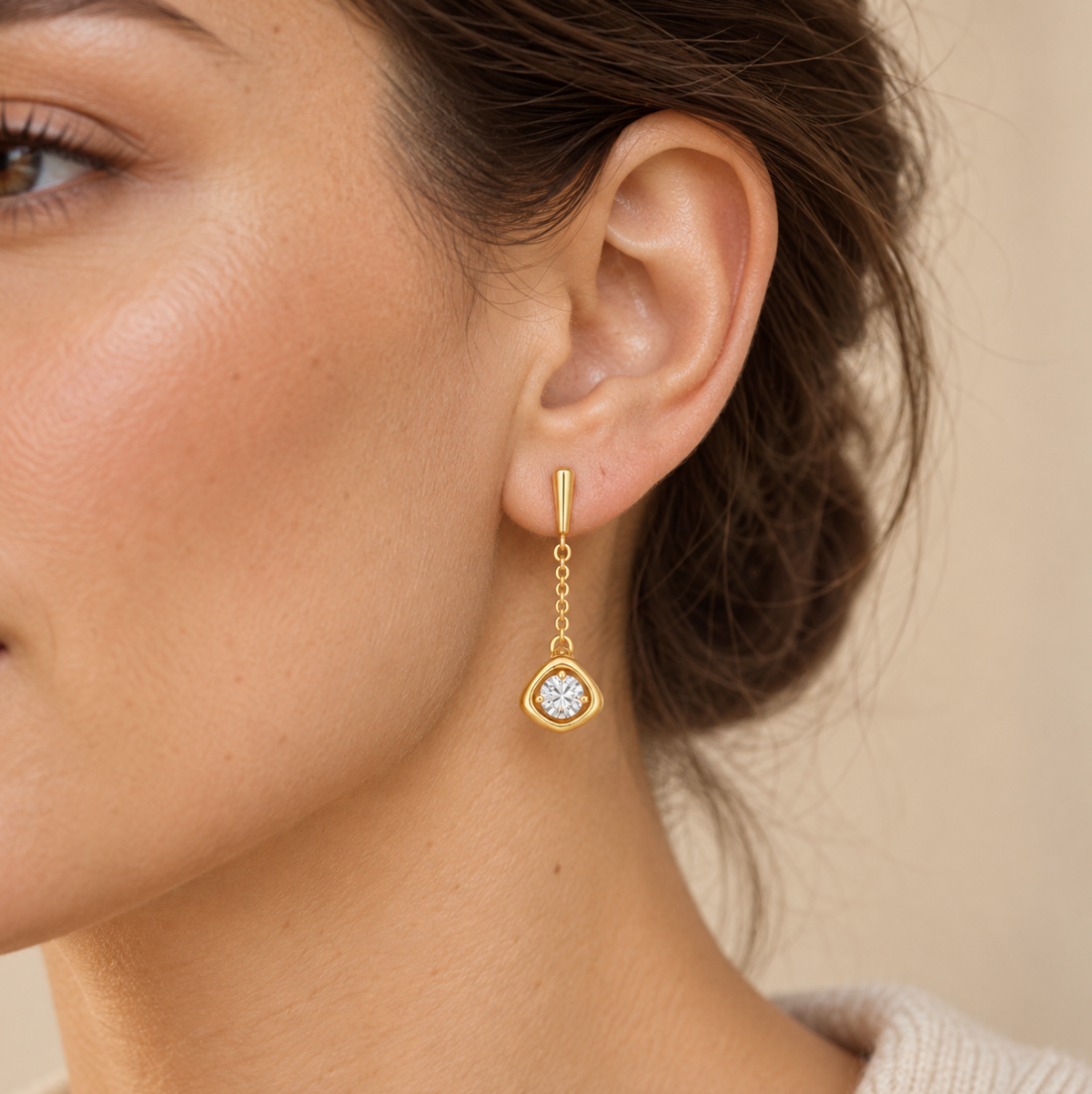 The Darcy Drop Earrings - 14K Gold Vermeil or Sterling Silver with Lab-Grown Diamond Earrings