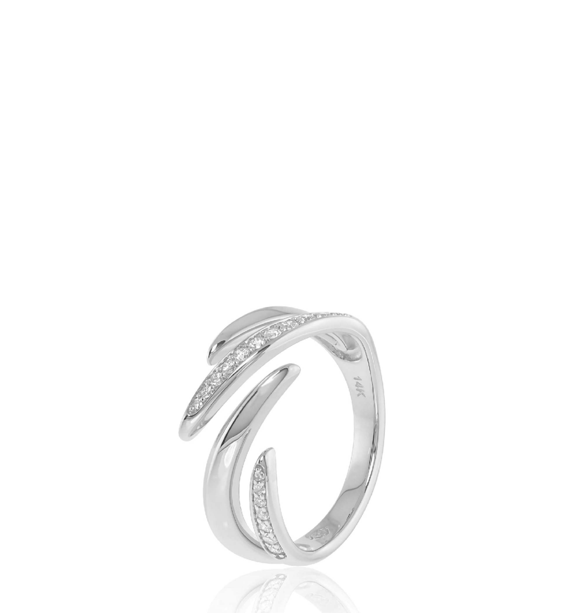 Silver ring with small diamonds on a white background