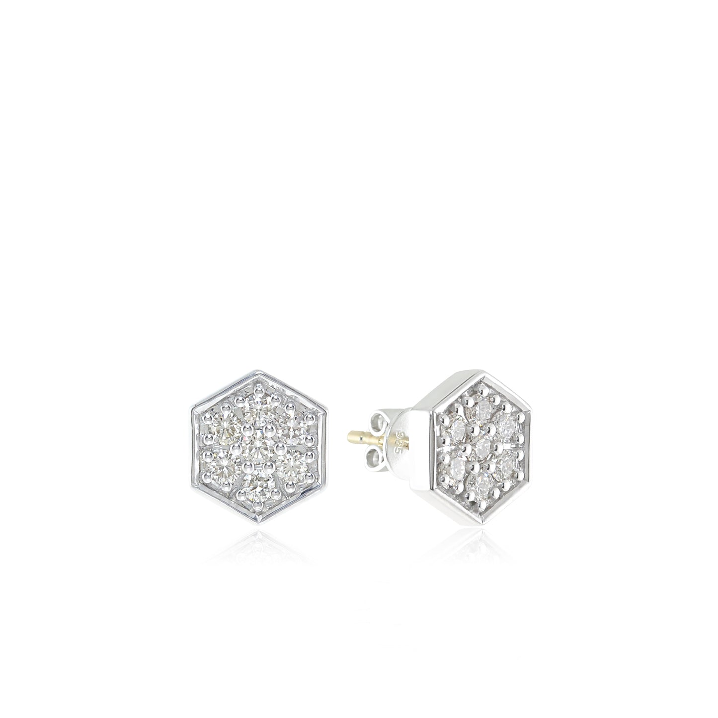 Sterling Silver White Sapphire Hexagon Earrings