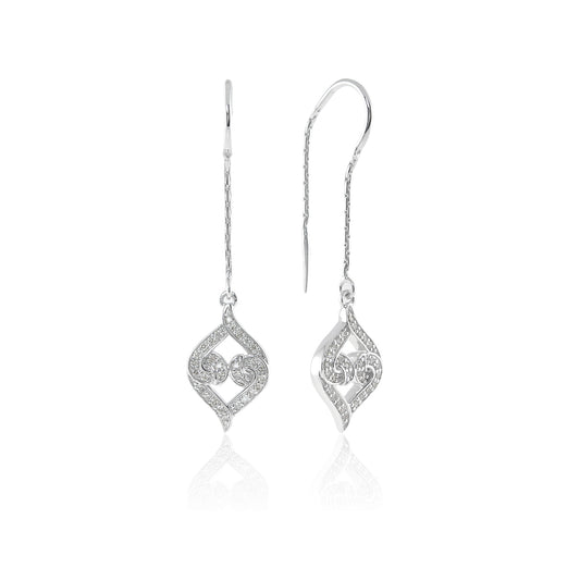Sterling Silver Natural White Diamond Threader Earrings