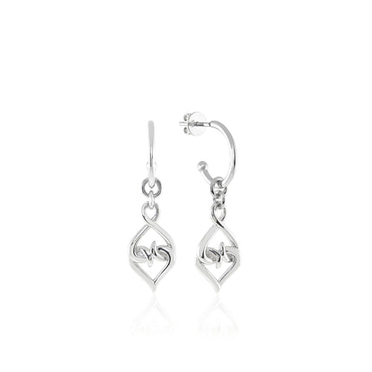Sterling Silver Hoop Dangle Earrings