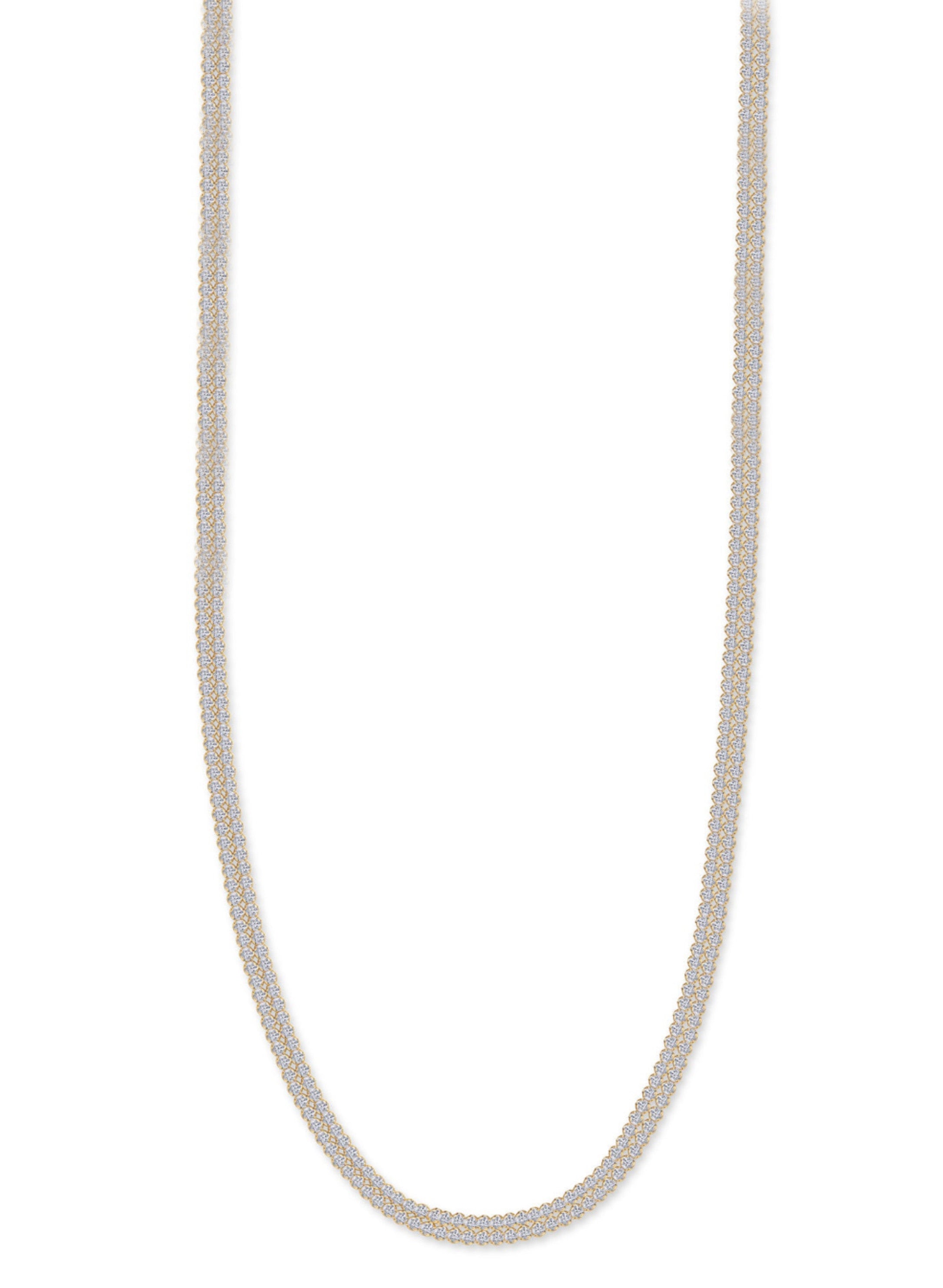 Silver necklace on a white background
