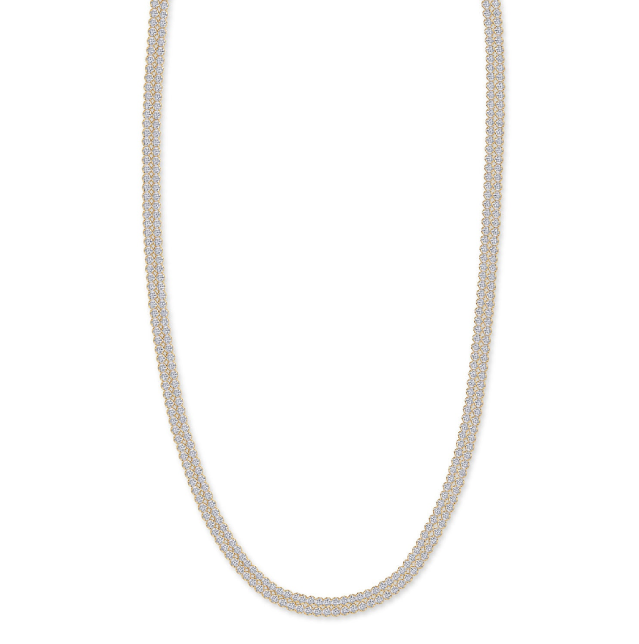 14K solid gold necklace with sparkling diamonds in a halo design.