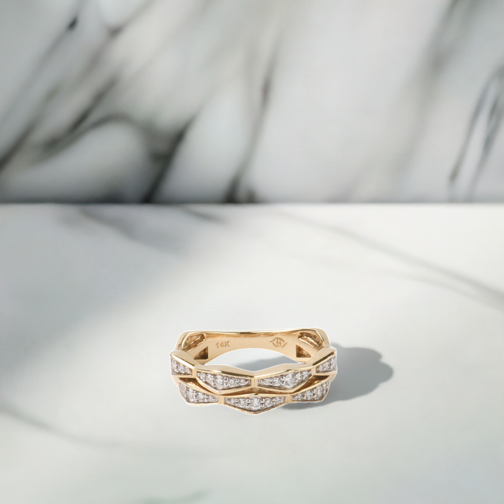 The Cedar Ring - Solid Gold Carat Couture Lab Grown Diamond Double Stack Ring