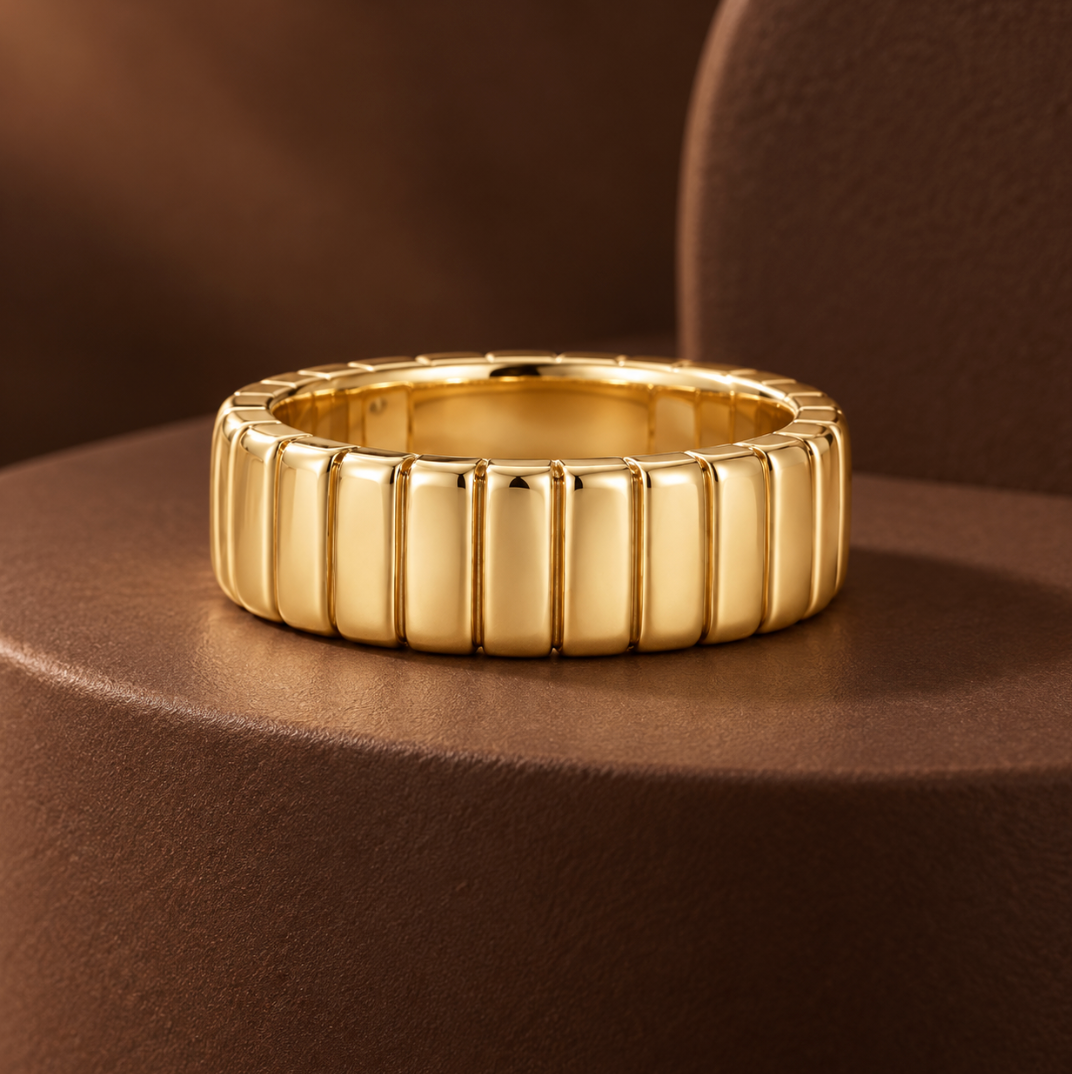 The Kala Ridged Ring - 14K Gold Vermeil or Sterling Silver Ring