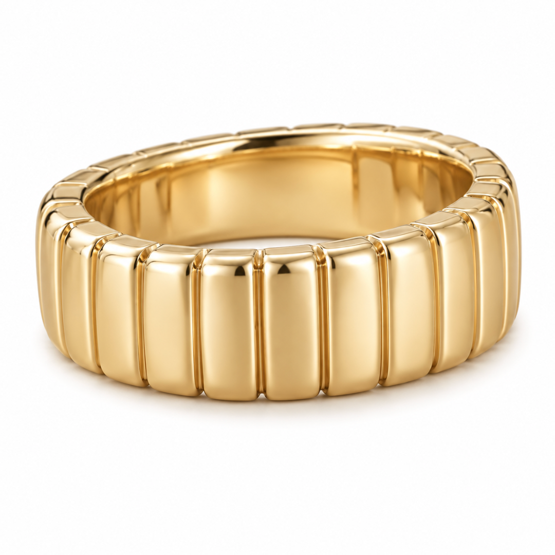 The Kala Ridged Ring - 14K Gold Vermeil or Sterling Silver Ring