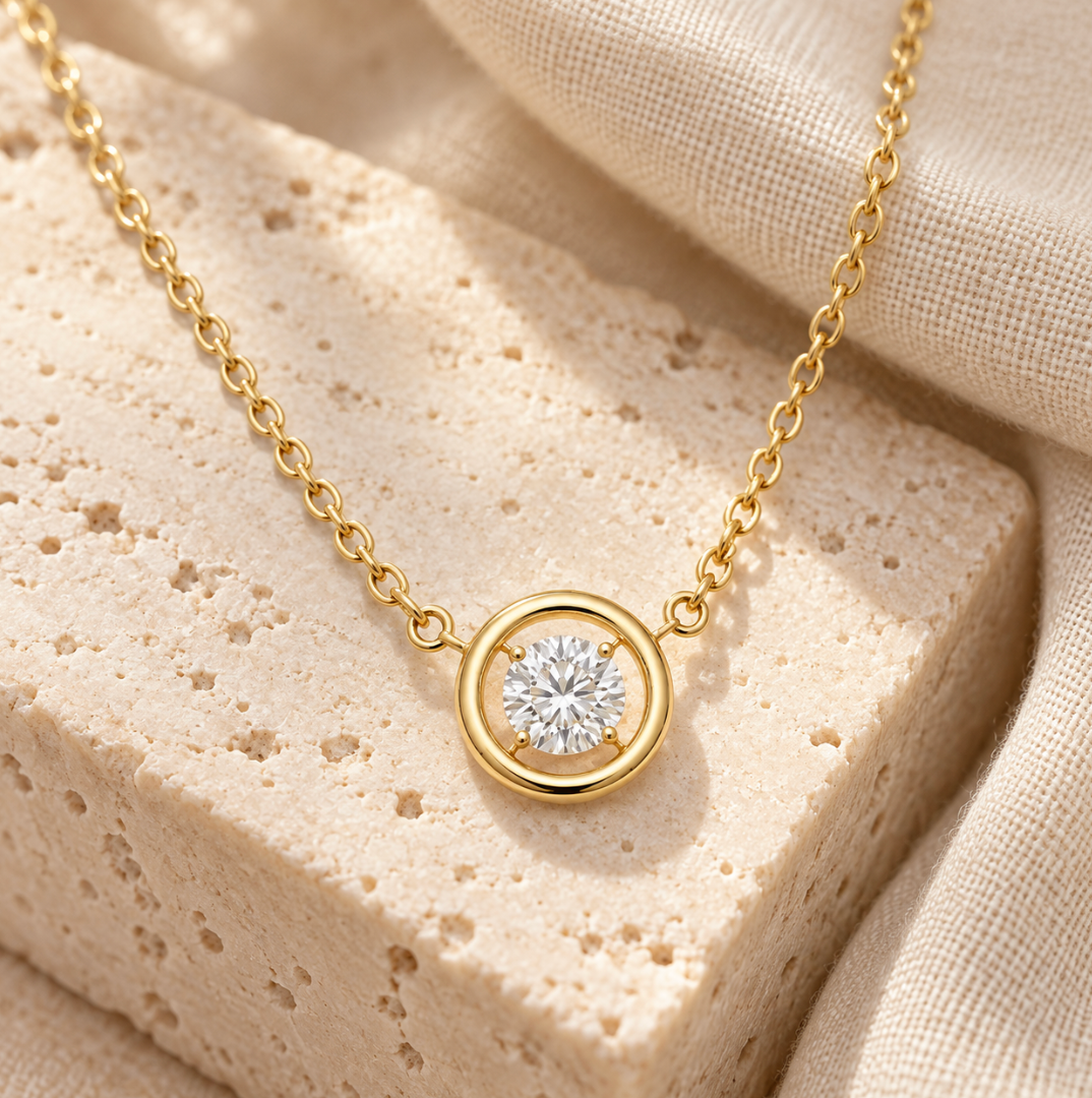 The Halie Diamond Necklace - 14K Gold Vermeil or Sterling Silver Diamond Necklace