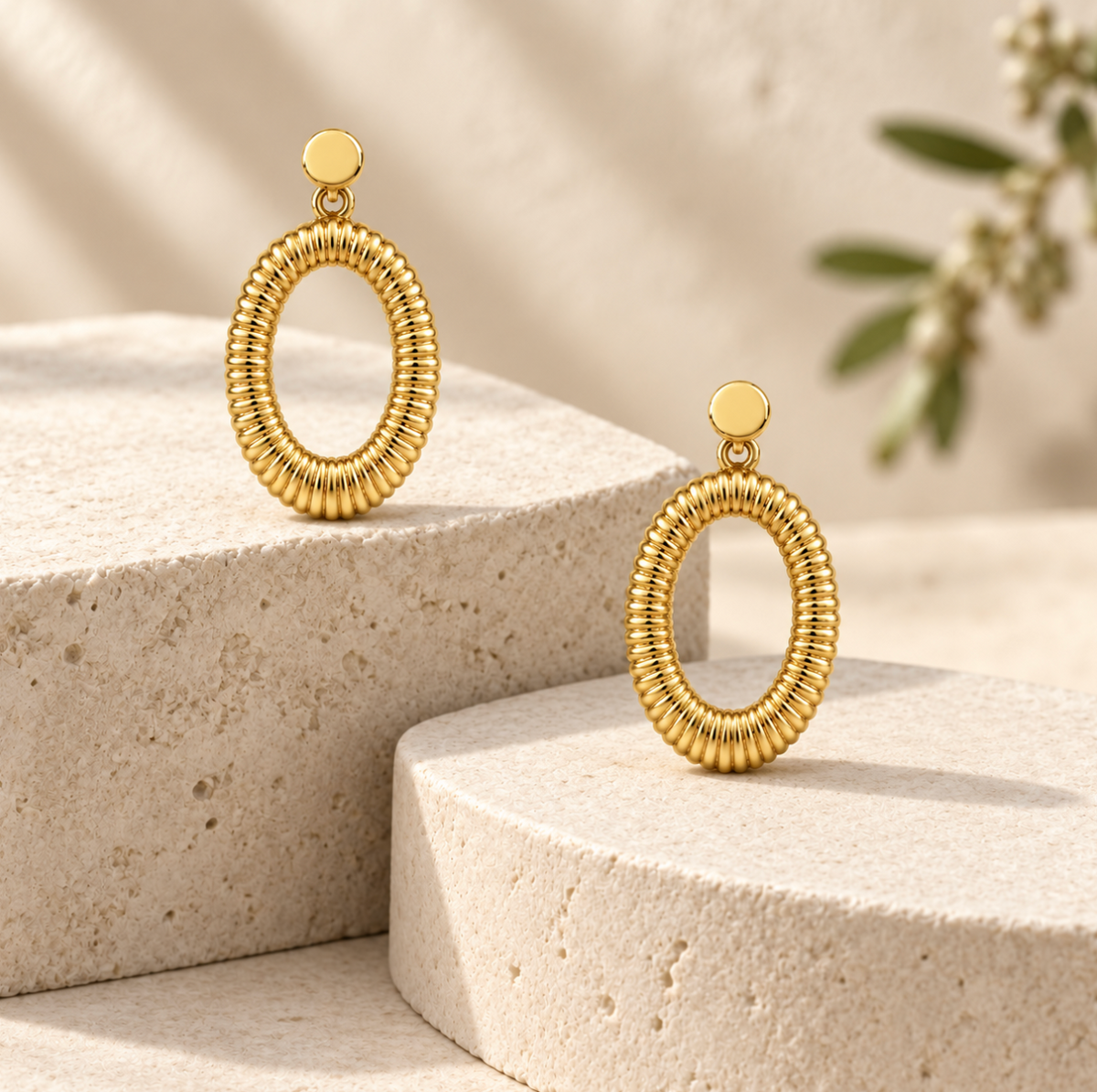 The Kala Ridged Earrings - 14K Gold Vermeil or Sterling Silver