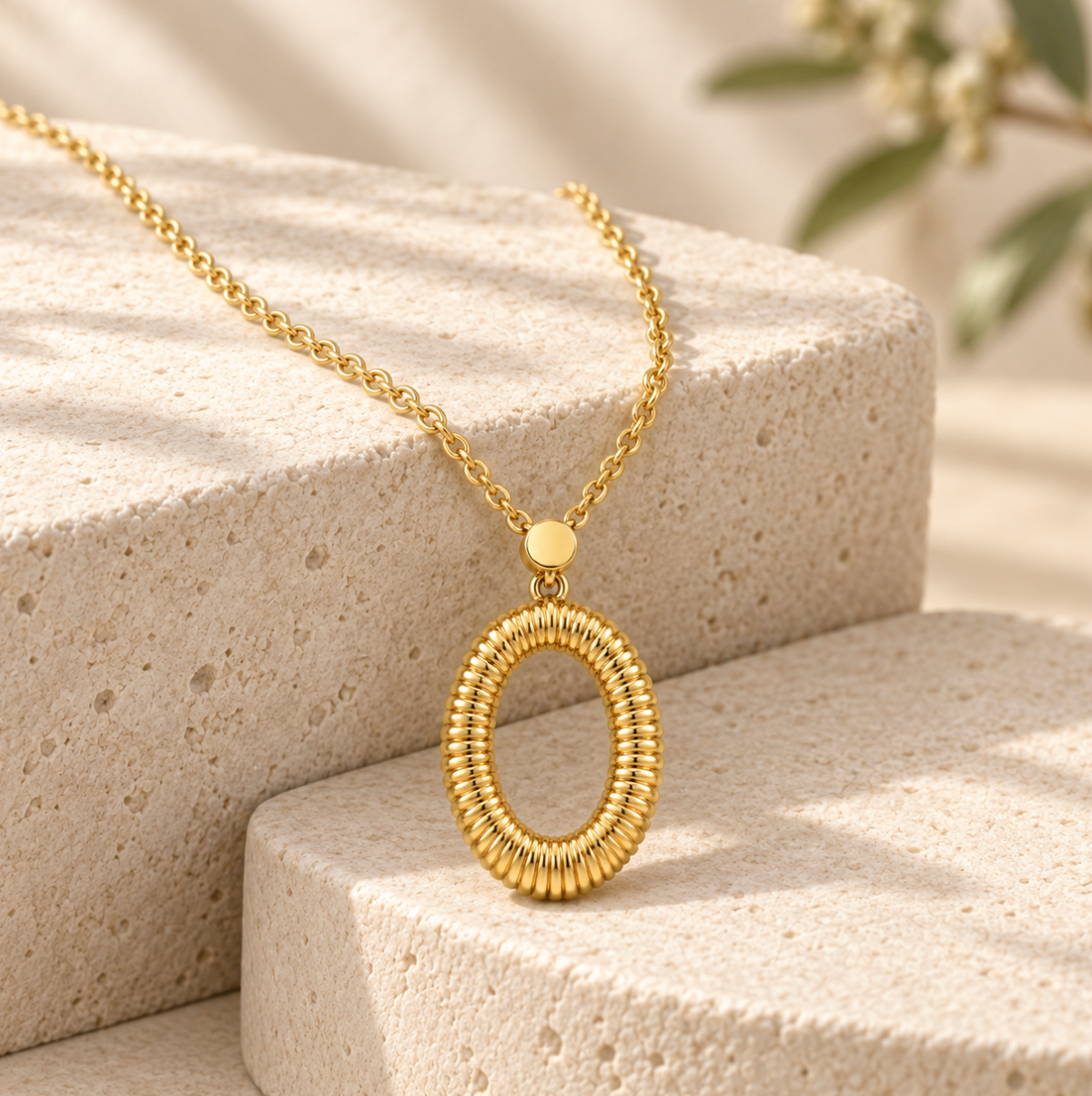 The Kala Ridged Necklace - 14K Gold Vermeil or Sterling Silver Necklace