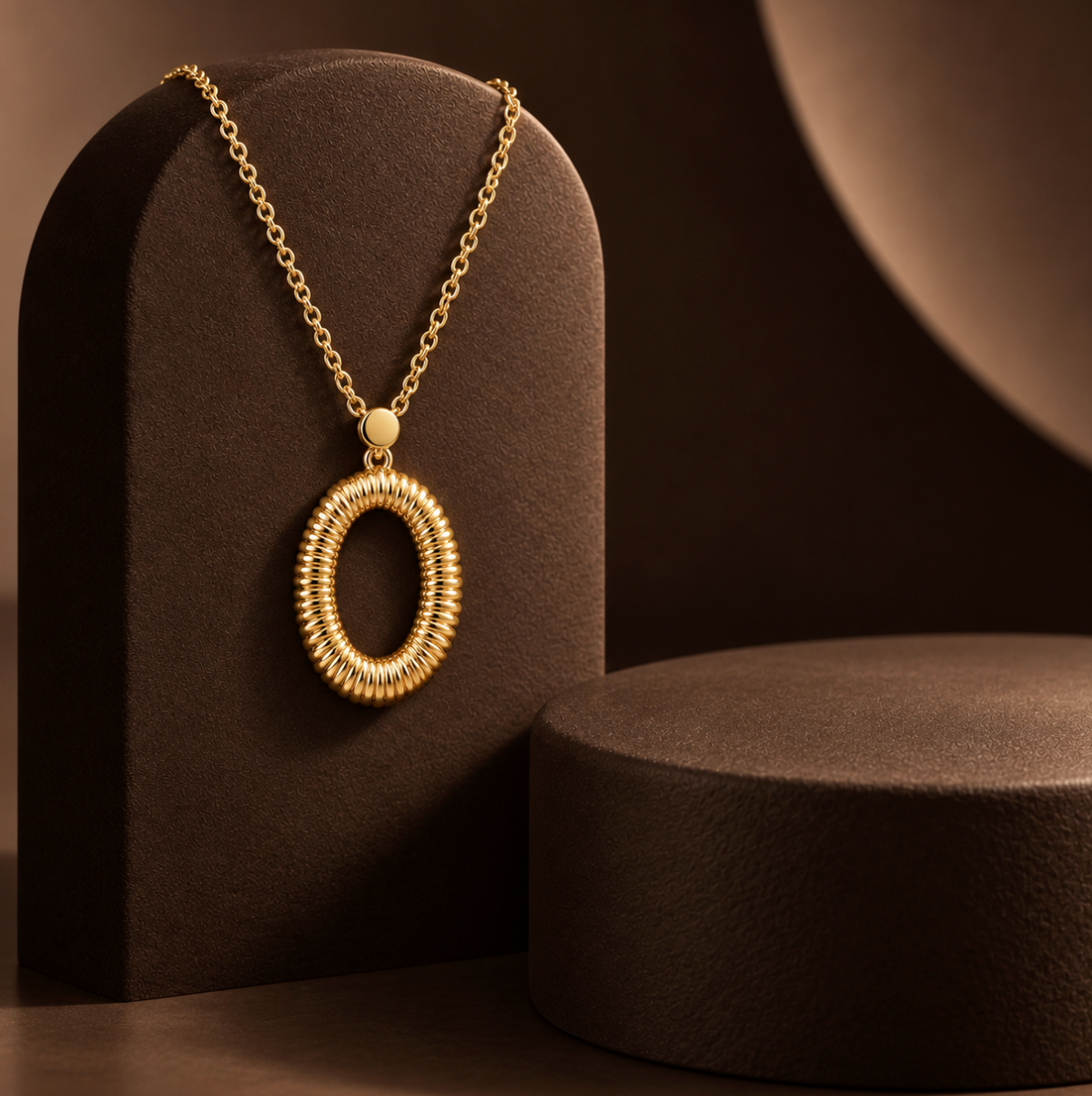 The Kala Ridged Necklace - 14K Gold Vermeil or Sterling Silver Necklace