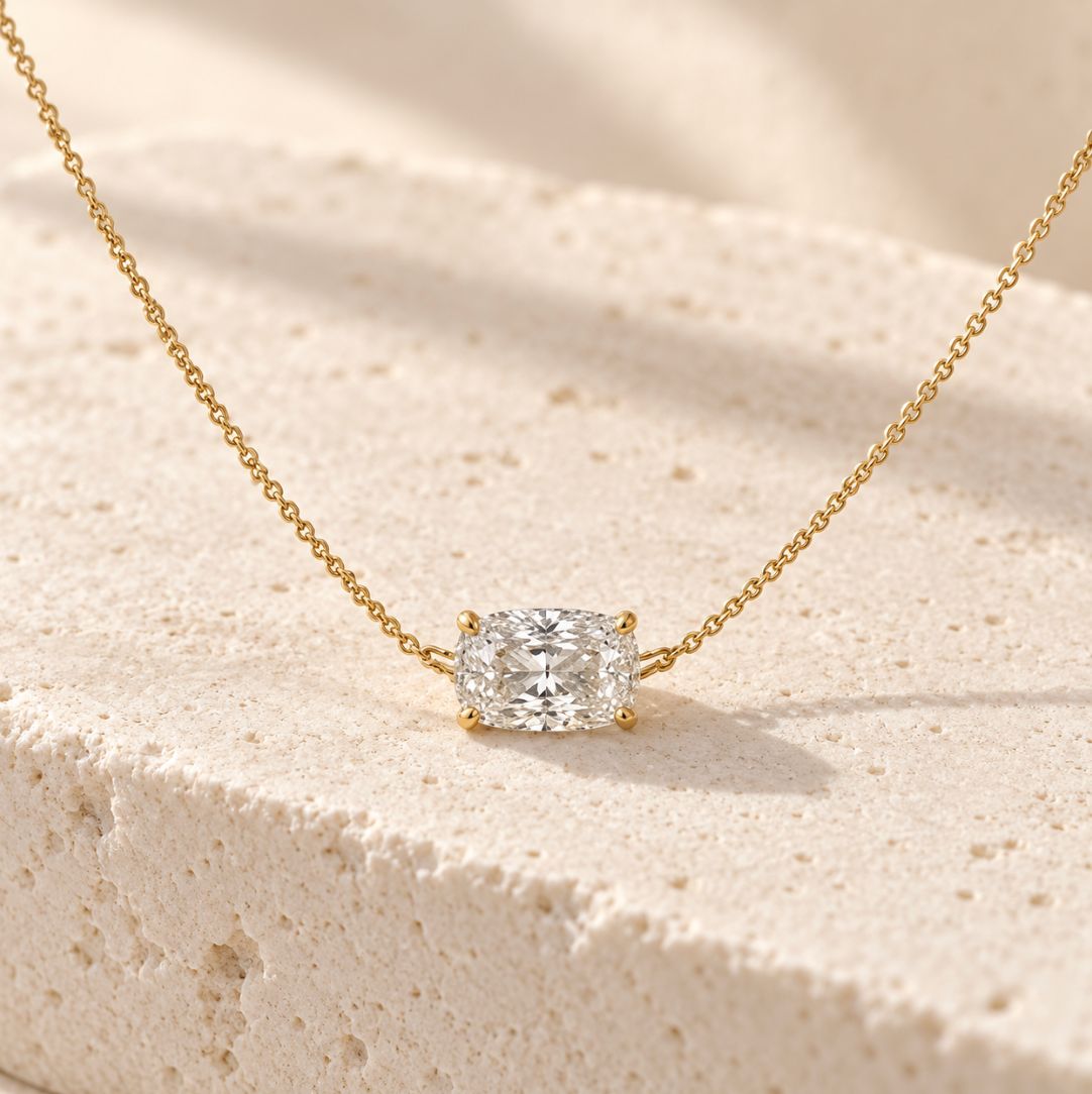 The Millie Diamond Necklace - 14K Gold Vermeil or Sterling Silver Two Carat Diamond Necklace