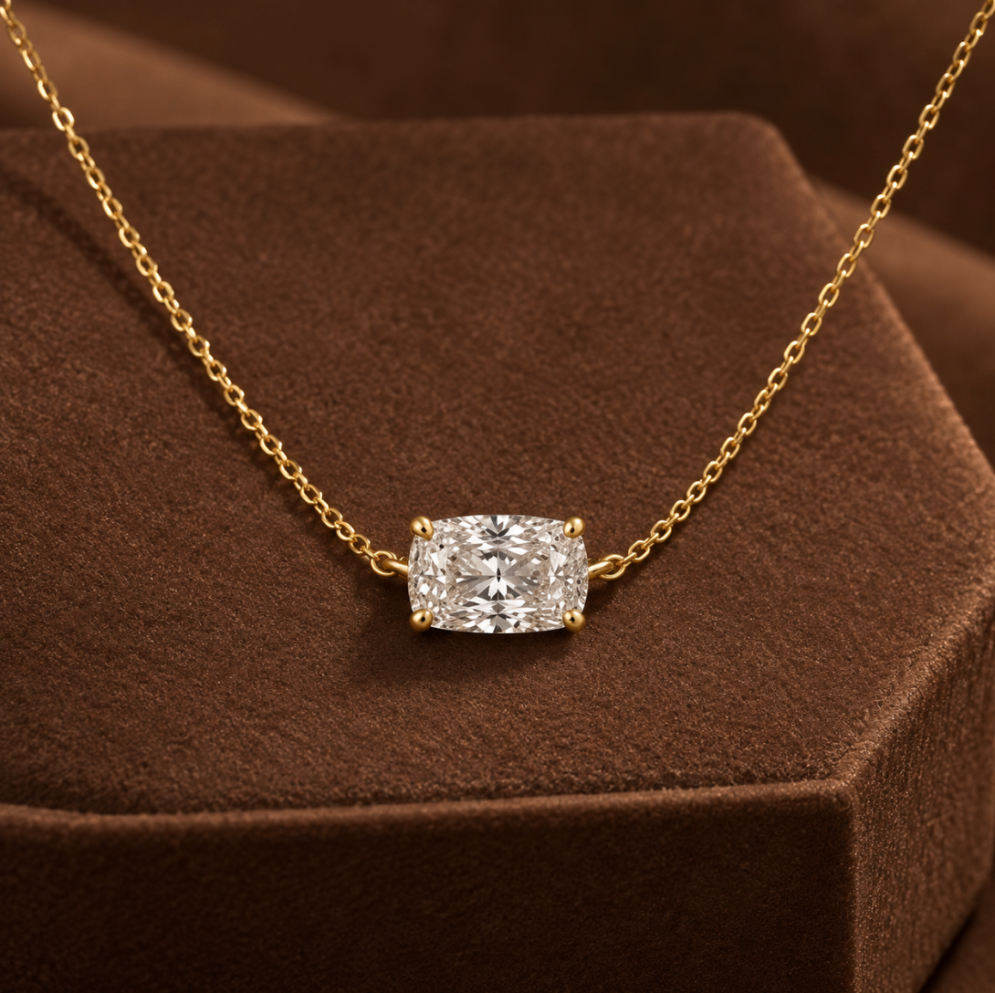 The Millie Diamond Necklace - 14K Gold Vermeil or Sterling Silver Two Carat Diamond Necklace