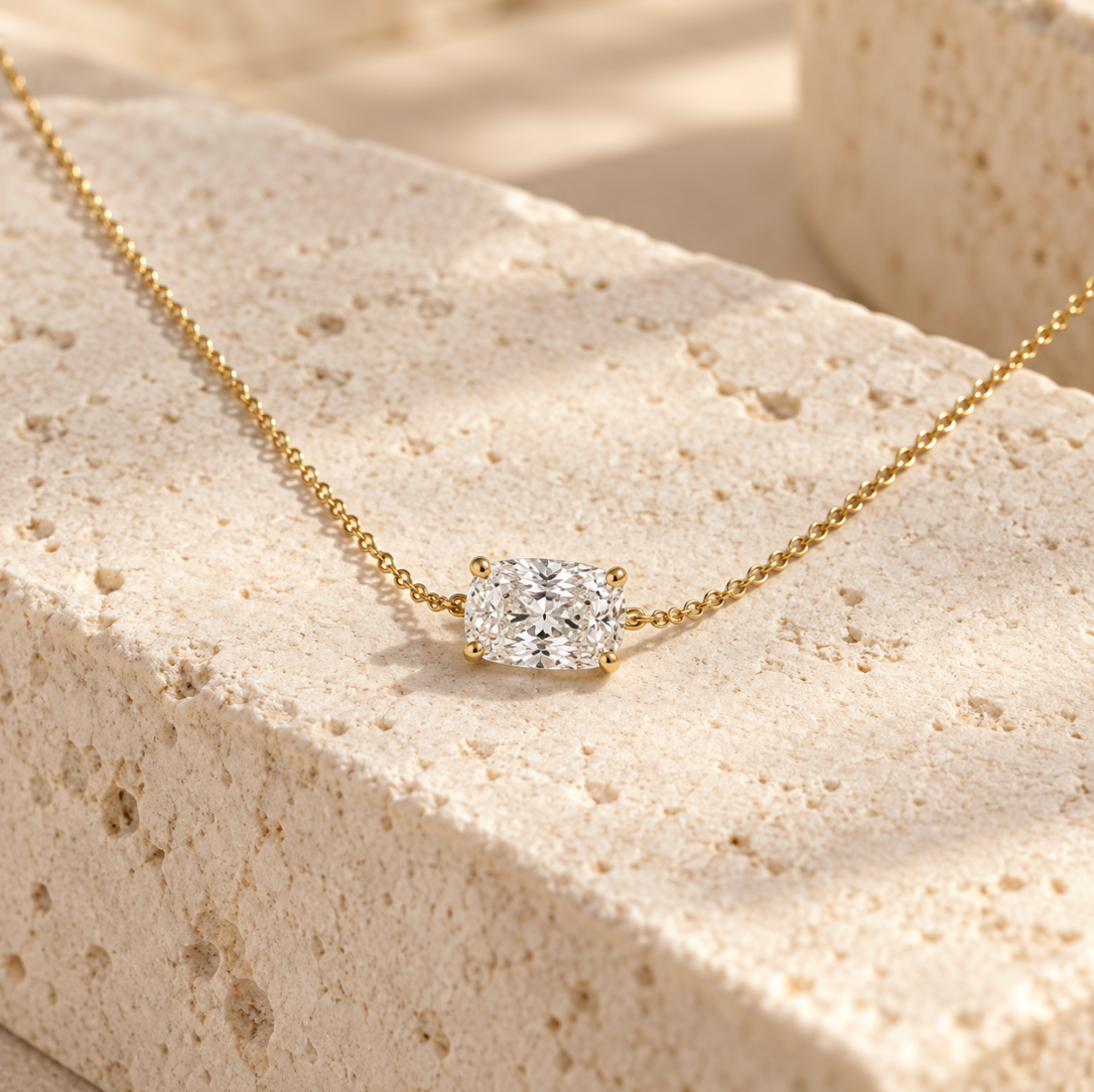 The Millie Diamond Necklace - 14K Gold Vermeil or Sterling Silver Two Carat Diamond Necklace
