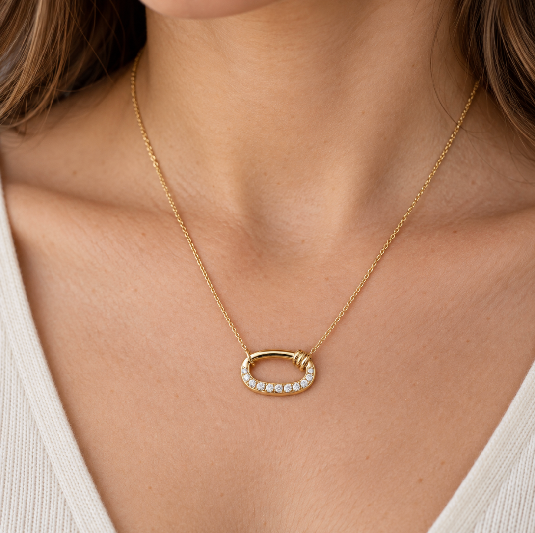 The Sylvie Diamond Necklace - 14K Gold Vermeil or Sterling Silver Diamond Necklace
