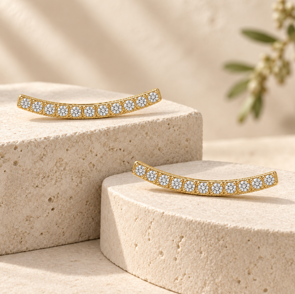 The Wren Crawler Earrings - 14K Gold Vermeil or Sterling Silver with Lab-Grown Diamond Crawler Earrings