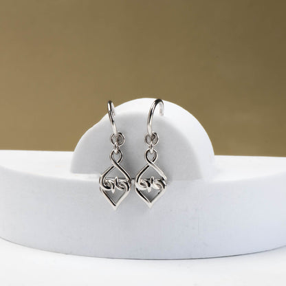 Silver Dangle Heart Earrings | Sterling Silver Interwoven Hearts Drop Earrings
