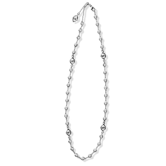 Sterling Silver White Sapphire Woven Hearts Necklace