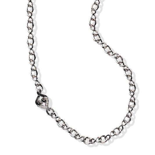 Black Diamond Necklace | Silver Chain Necklace with Black and White Diamonds