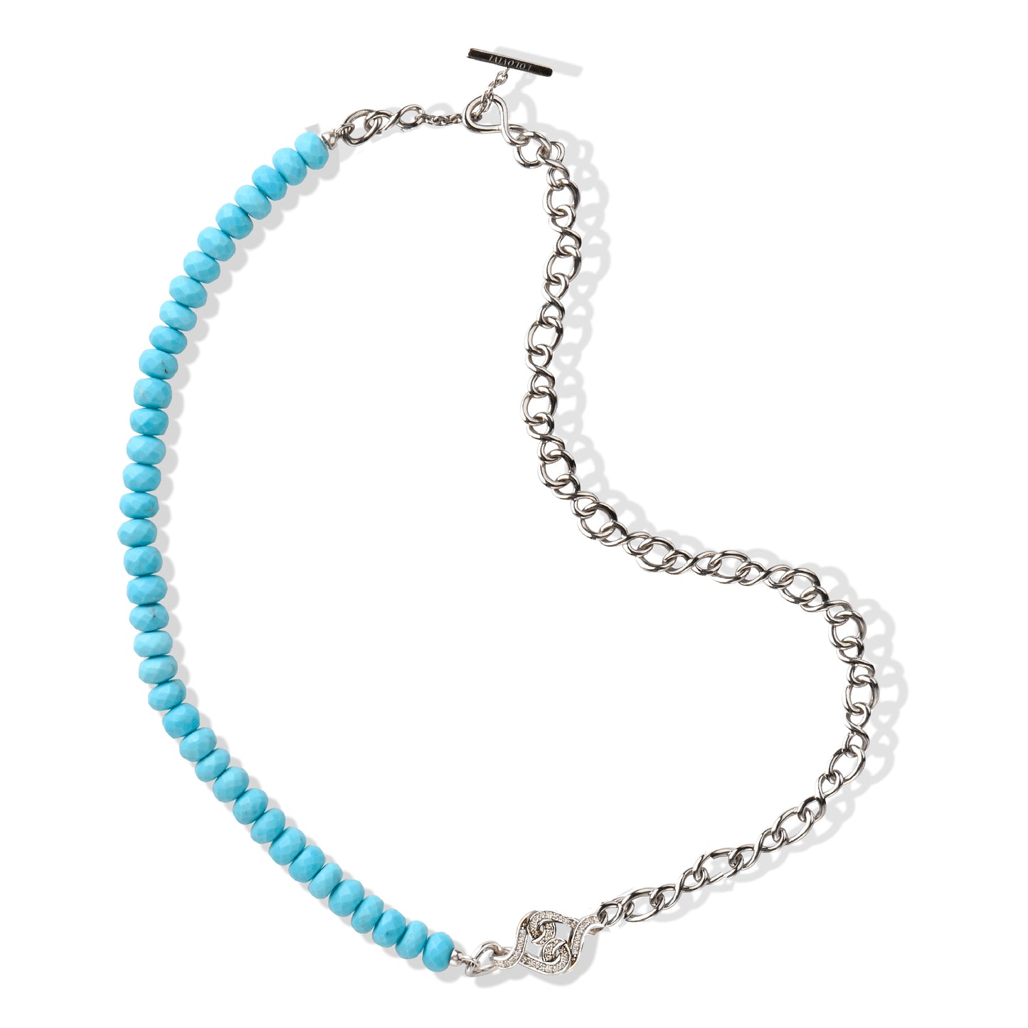 Turquoise Necklace | Sterling Silver Turquoise White Sapphires Necklace