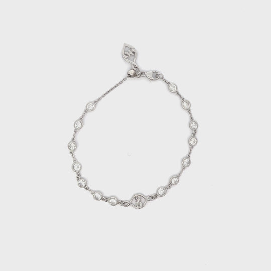 Sterling Silver White Sapphire Woven Hearts Bracelet