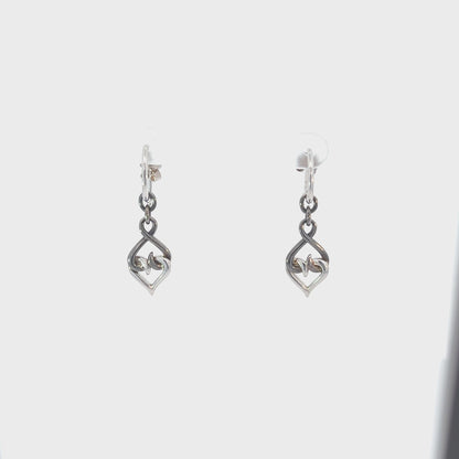 Sterling Silver Hoop Earrings | Black Platinum Silver Dangle Earrings