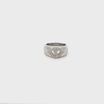 Sterling Silver Natural White Diamond Hammered Band Ring