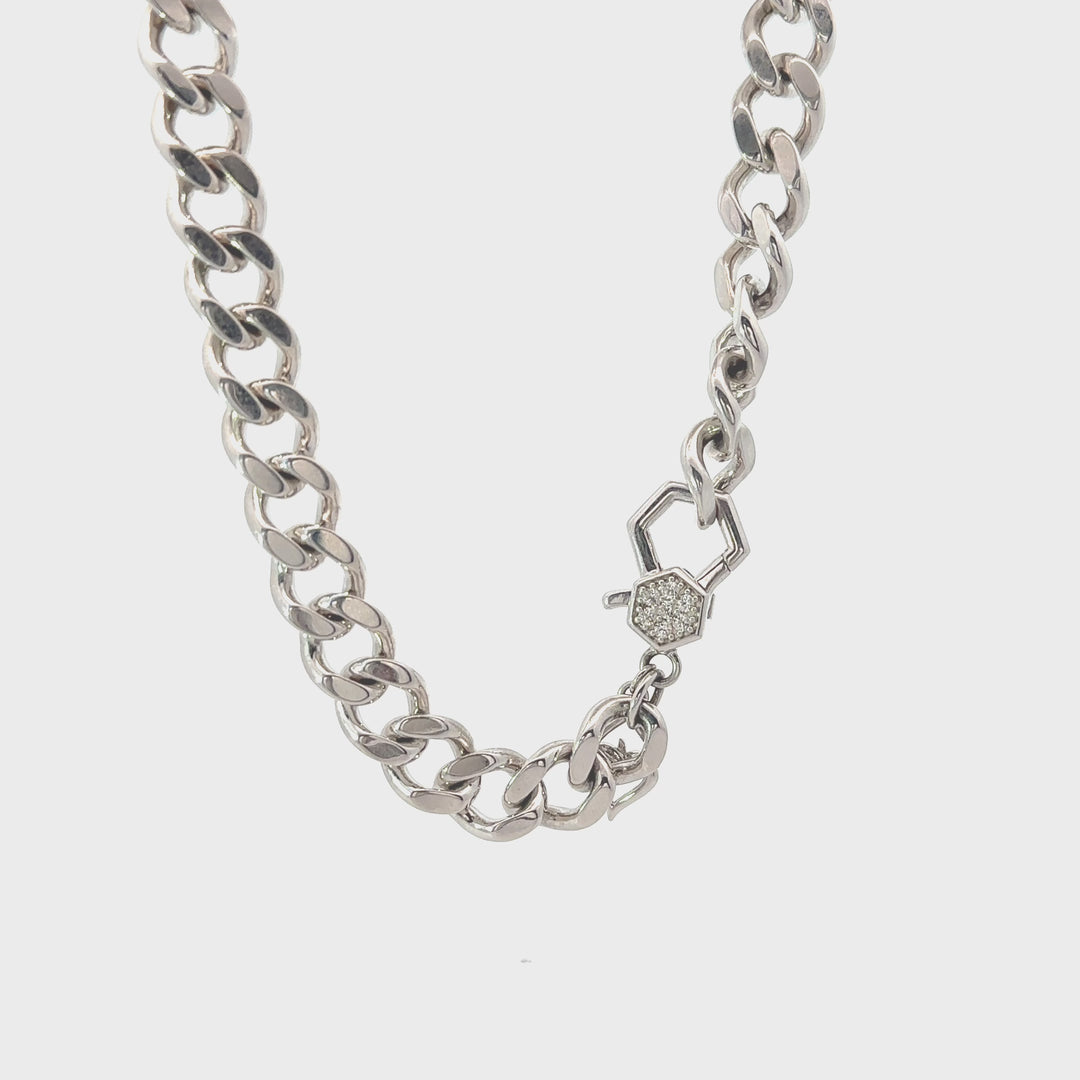 Sterling Silver White Sapphire Miami Cuban Necklace