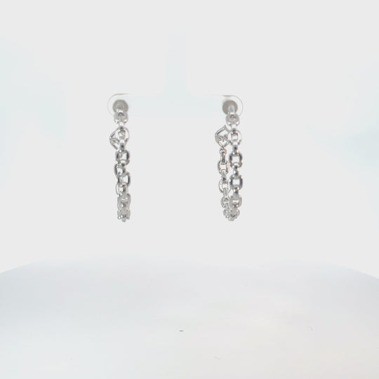 Sterling Silver Link Hoop Earrings